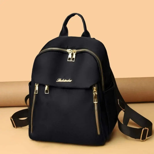 Simple Black Large Capacity Backpack - Women’s Travel Bag, Solid Harajuku Schoolbag, Unisex Oxford Backpack