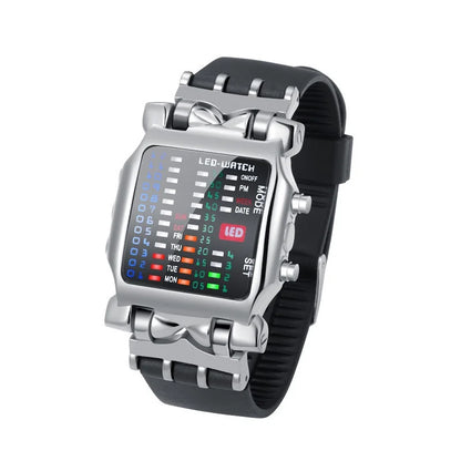 Men’s LED Crab-Style Watch — Creative Luminous Binary Electronic Waterproof Multi-Function Wristwatch