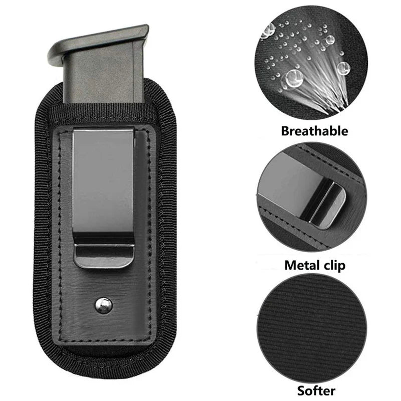 Nylon Magazine Pouch Holster - Concealed Carry for 9mm Pistol, Glock 19/21, Beretta 92 with Clip
