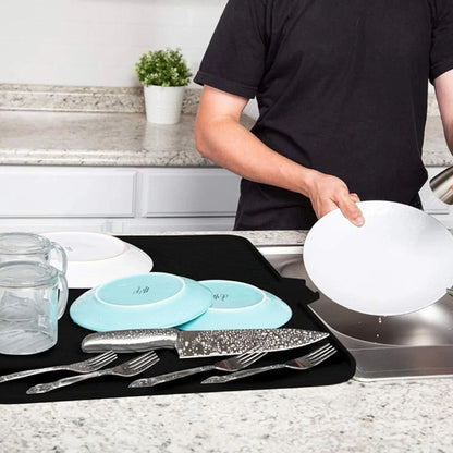 Large Silicone Dish Drying Mat | Hygienic, Non-Slip, Heat Resistant Pad Preventing Water Build-Up