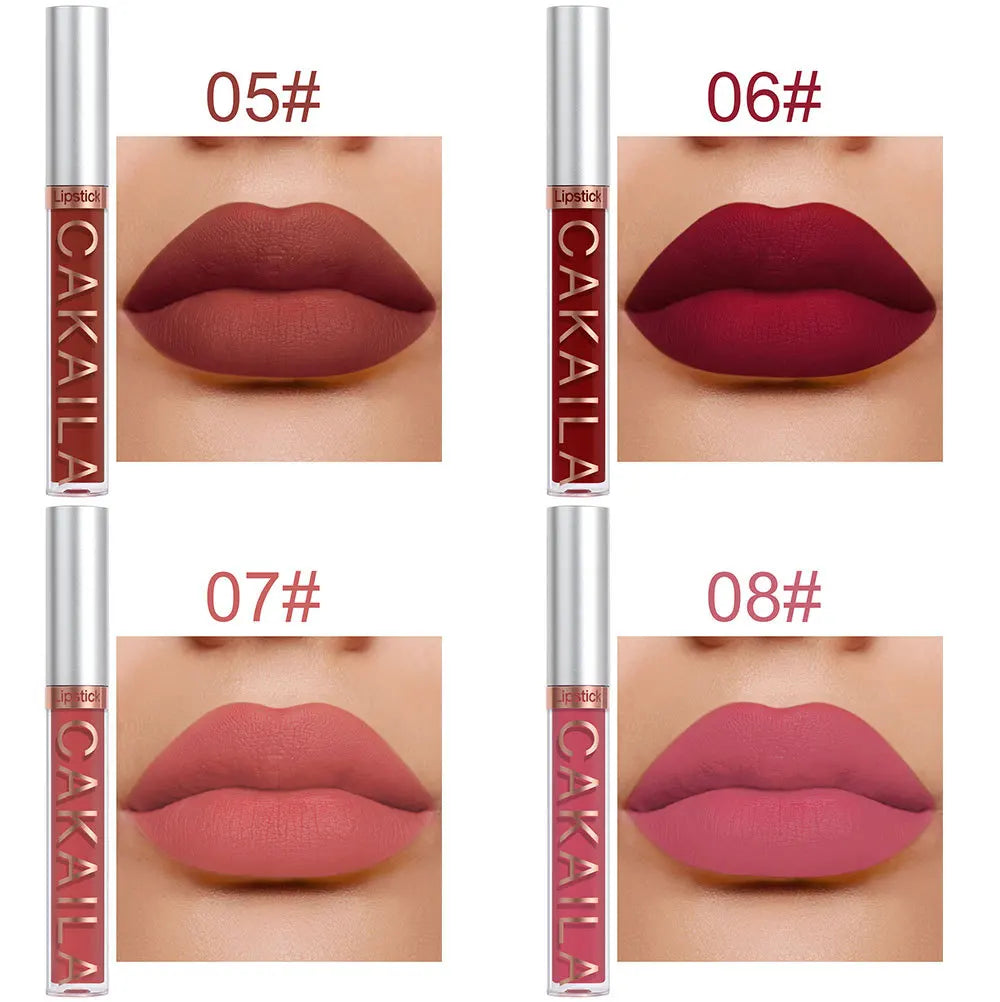 CAKAILA 10-Piece Nude Matte Lip Gloss Set – Waterproof Velvet Liquid Lipstick & Moisturizing Lip Tint for Women
