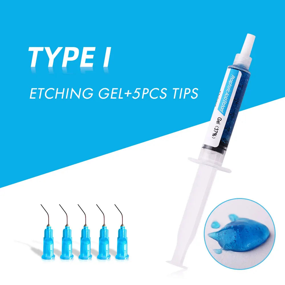 Dentistry Etching Gel 37% – Phosphoric Acid Teeth Cleaning Adhesive Resin for Braces Bonding with 5 Tips