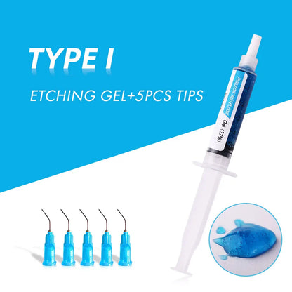Dentistry Etching Gel 37% – Phosphoric Acid Teeth Cleaning Adhesive Resin for Braces Bonding with 5 Tips
