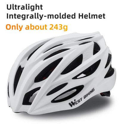 WEST BIKING Ultralight Cycling Helmet - Integrally Molded MTB & Road Bike Racing Helmet for Men & Women, Bicycle Safety Cap