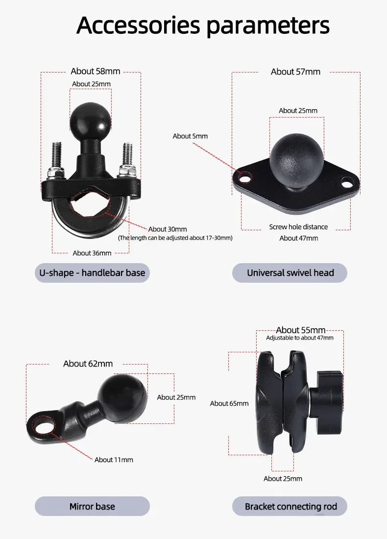 Motorcycle & Bike Phone Holder with Shock Absorber – Handlebar Rearview Mirror Mount for 4.7–7.1” Smartphones