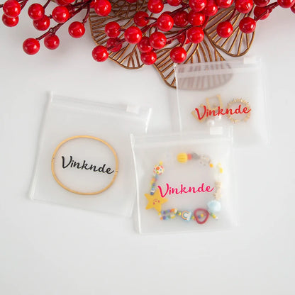 200PCS Bulk Jewelry Zipper Bags — Custom Frosted Transparent PVC Pouches for Necklaces, Earrings & Rings with Logo