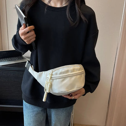 Women's Canvas Chest Bag - Sling Crossbody Waist Pack for Running, Casual Sport Half Moon Belt Bag