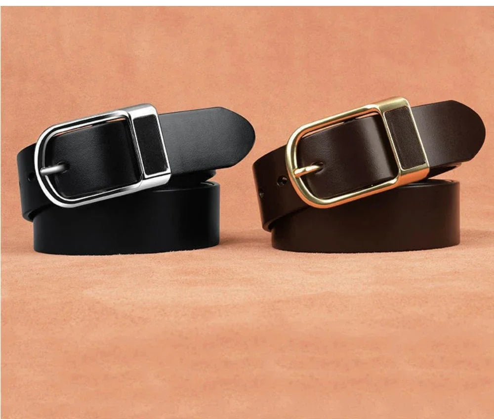 Genuine Leather Men's Belt – High-Quality Buckle, Cowskin Casual & Business Waistband, Cowboy Fashion Designer 2024 New