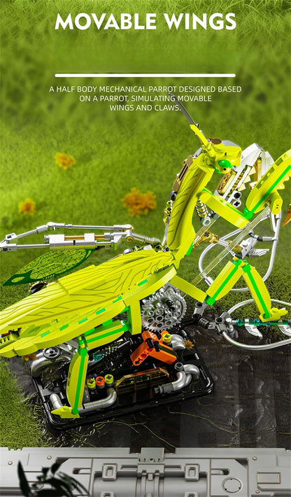 Mechanical Shark & Sea Life Building Blocks Set – Crocodile, Parrot, Mantis, Frog, Manta Ray Toy for Kids