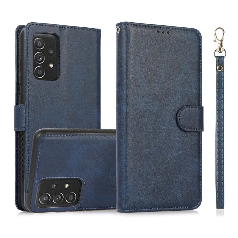 Samsung Galaxy A16–A15–A55–A14–A34–A54–A13–A33–A53–A73–A52–A72–A51 Case - Magnetic Flip Leather Wallet Cover with Card Slots