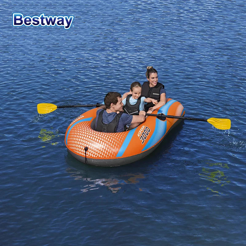 Bestway 61136/61140/61142/61146 Heavy-Duty Inflatable Kayak – 1-3 Person PVC Rafting Boat for Adventure & Thrilling Rides