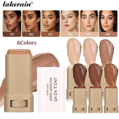 Skin Tint Foundation Stick — 6-Color High-Coverage Balm & Serum Makeup for Smooth, Plump Skin, Travel-Friendly Bronze Stick