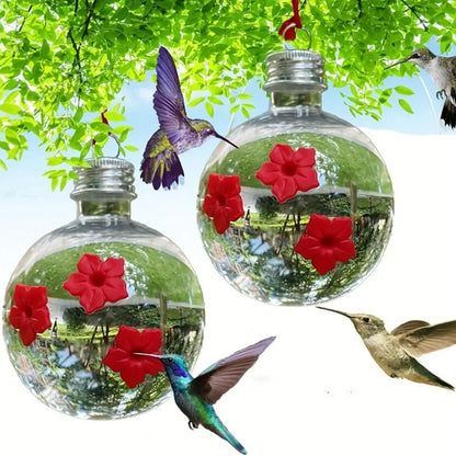 PET Hummingbird Feeder – Transparent Spherical & Heart-Shaped Hanging Bird Feeder with 3 Leak-Proof Ports
