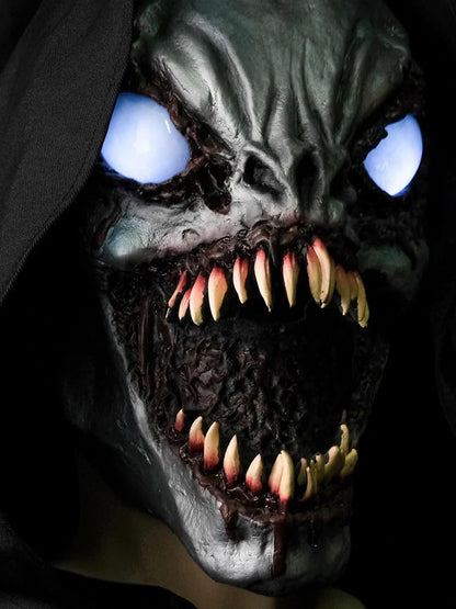 Halloween Demon Latex Mask – Scary Exorcist Smile White Eyes Costume & Party Accessory