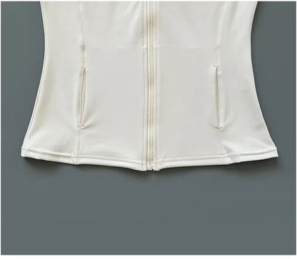 Quick Dry Stand-Up Collar Fitness Jacket for Women – Slim-Fit Zipper Yoga, Running & Cycling Top