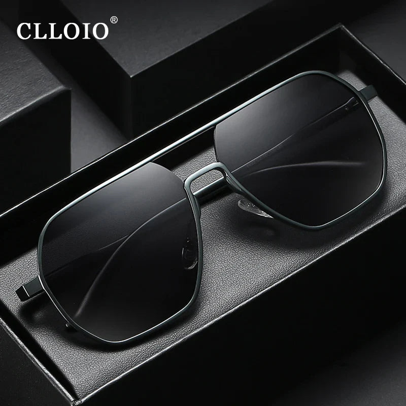 CLLOIO Fashion Aluminum Photochromic Sunglasses – Polarized Chameleon Anti-Glare Driving Glasses for Men & Women