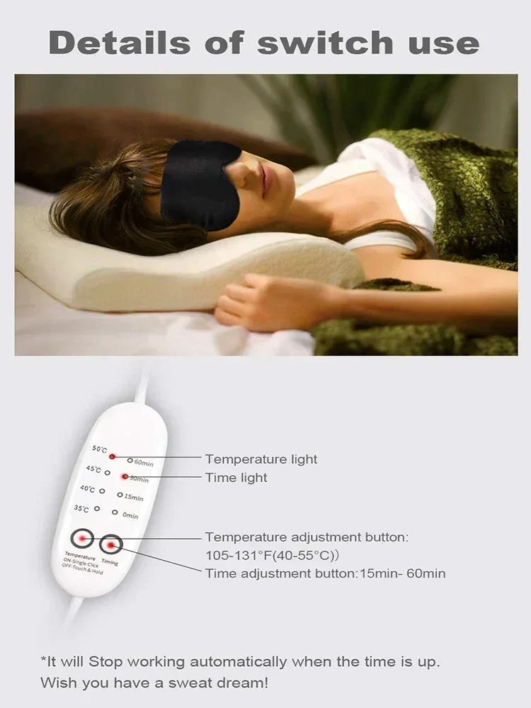 USB Heated Silk Eye Mask — Reusable Steaming Eye Massager for Sleep, Puffiness, Dark Circles & Eye Care