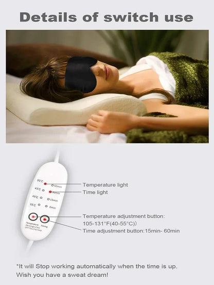 USB Heated Silk Eye Mask — Reusable Steaming Eye Massager for Sleep, Puffiness, Dark Circles & Eye Care