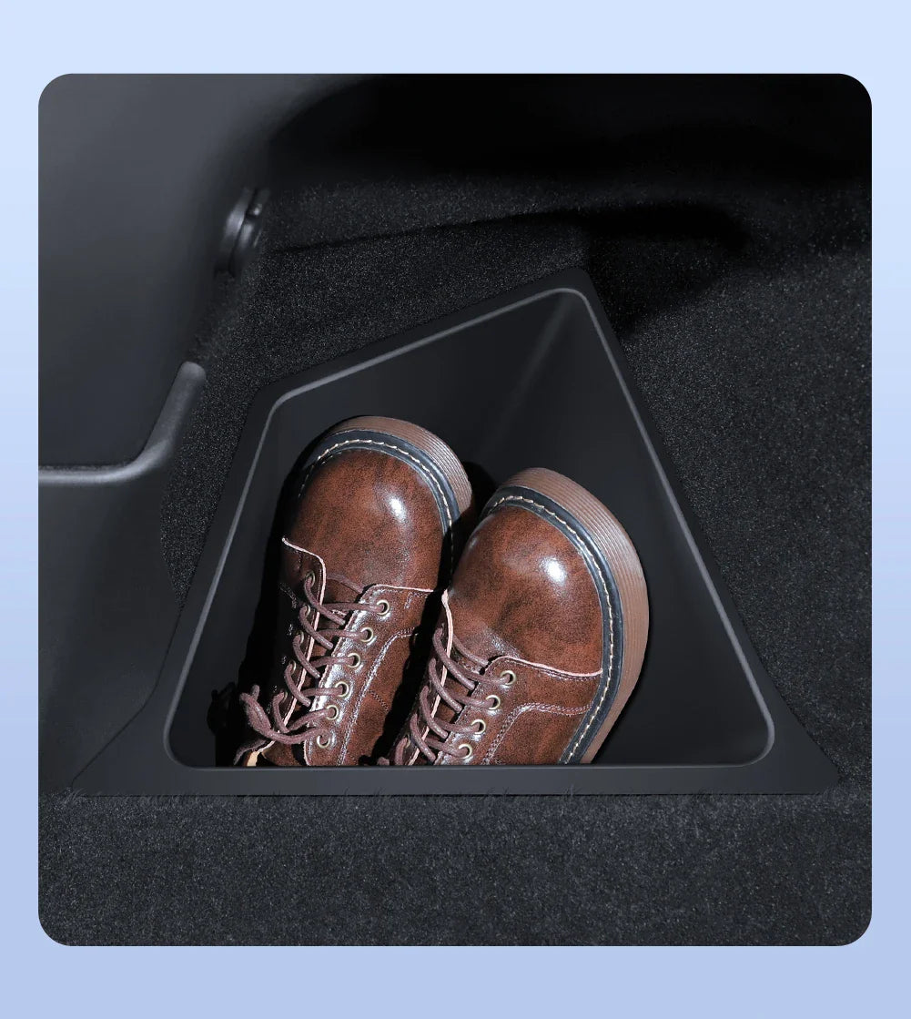 YZ Car Trunk Side Storage Box – Left & Right Organizer for Tesla Model Y Juniper 2021-2025 with Flocking Mat Cover