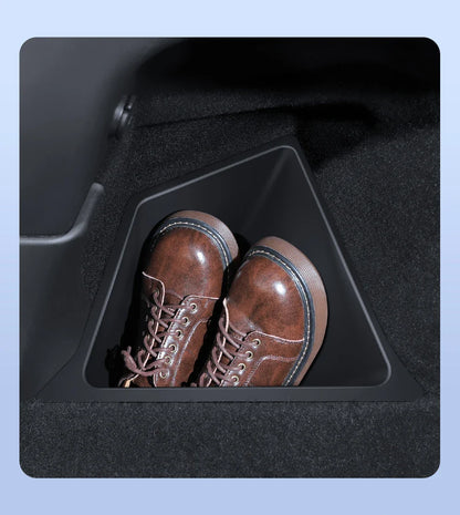 YZ Car Trunk Side Storage Box – Left & Right Organizer for Tesla Model Y Juniper 2021-2025 with Flocking Mat Cover