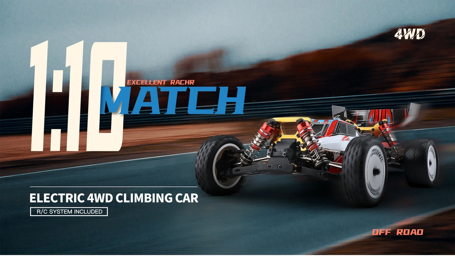 Wltoys 104001 RTR 1/10 4WD RC Car – 2.4G High-Speed Remote Control Drift & Off-Road Climbing Metal Vehicle, 45km/h