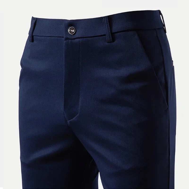 Men's Summer Fashion Suit Pants – Thin Business Casual Elastic Straight Leg Formal Trousers | Plus Size 28-42