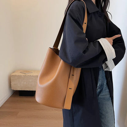 LEFTSIDE Retro Small Solid Color Leather Shoulder Bag – 2025 Korean Designer Handbag for Women