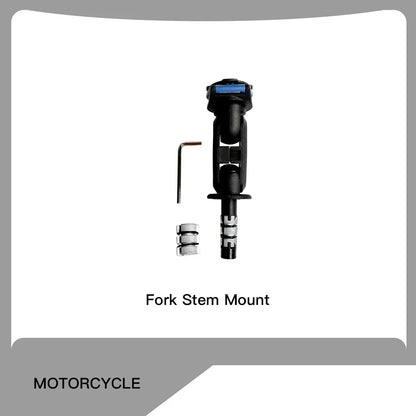 Motorcycle Handlebar Stem Fork Phone Mount — Vibration Dampener with MAG Universal Adapter, Wireless Charger & Mirror Brake Compatible
