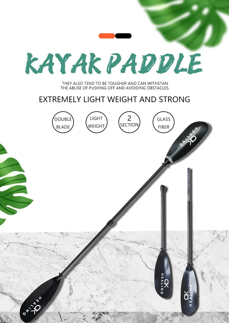2-Section Kayak Paddle – Inflatable Stand Up Paddle with ABS Double Blade & Fiberglass Shaft