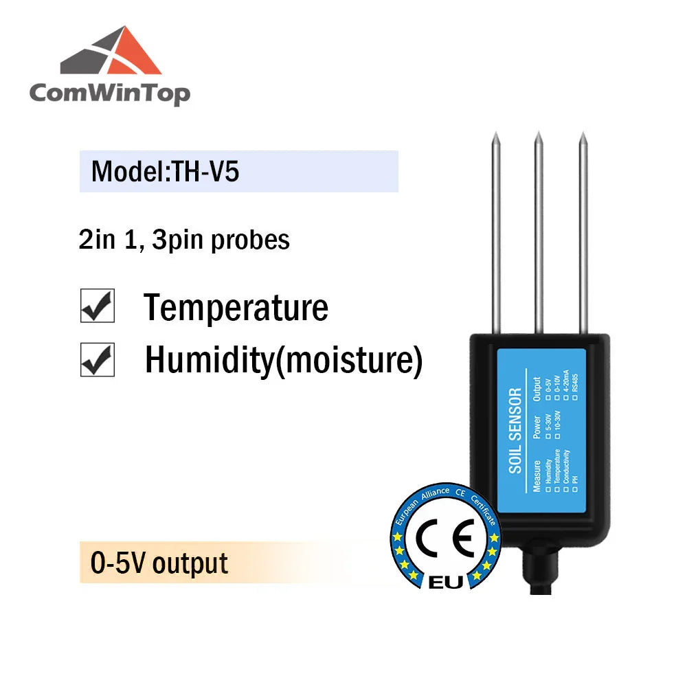 7-in-1 Soil Moisture, Temperature, Humidity, EC, pH & NPK Sensor with RS485, 4-20mA or 0-5V Output