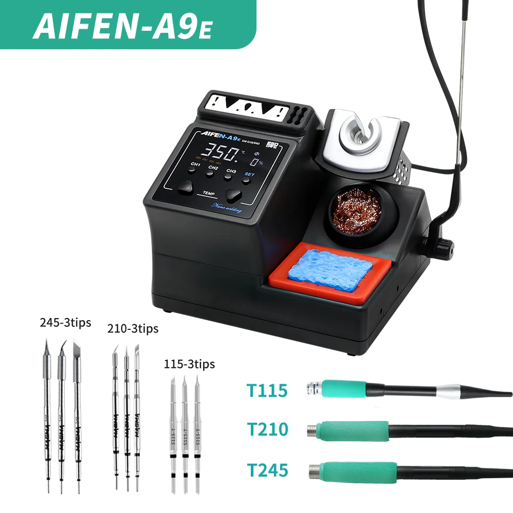 AIFEN A9E Soldering Station – Compatible with 210/245/115 Soldering Iron Tips & Handle Temperature Control for Welding