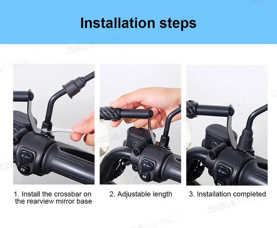 SEAMETAL Motorcycle Handlebar Extension & Phone Holder – Carbon Fiber Balance Bar for Electric Vehicles
