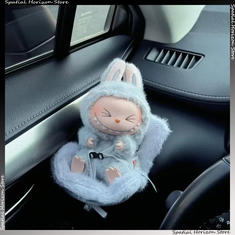 Mini Plush Doll Safety Seat — Kawaii Labubu Idol Kpop Plush Car Air Freshener & Ornament Gift