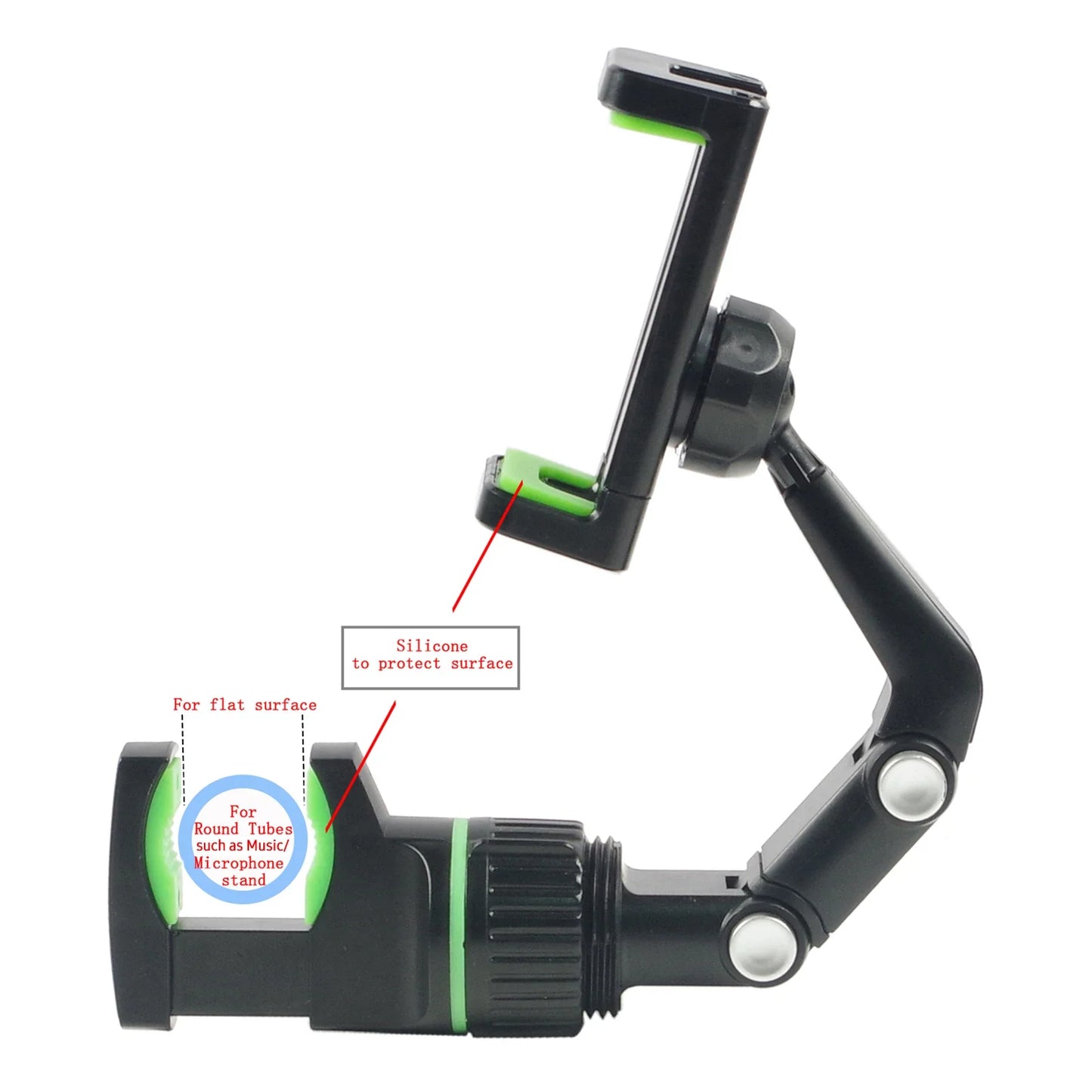 360° Rotatable Phone Holder for Guitar & Mic Stand — Includes 10 Picks and Cleaning Cloth