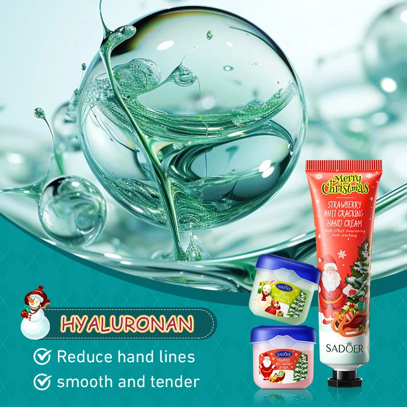 SADOER 8pcs Christmas Hand & Lip Care Set — Moisturizing Hand Cream & Lip Balm for Plump Lips and Smooth Skin