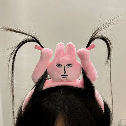 1–20PCS Pink Bunny Plush Headbands – Cute Fun Hair Bands for Bangs, Photos & Costume Decoration