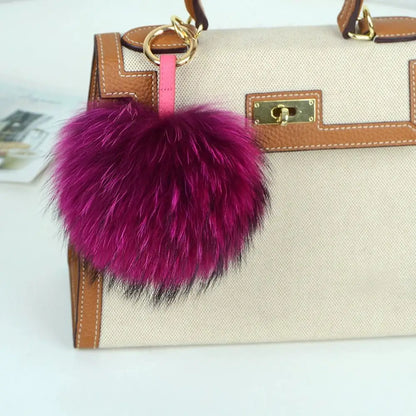 15cm Real Raccoon Fur Pompon Keychain – Cute Pendant for Bags, Hats, Clothes, and Accessories