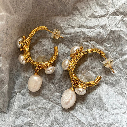 Kshmir Vintage Baroque Freshwater Pearl Earrings – Elegant Jewelry for Women Party & Fashion