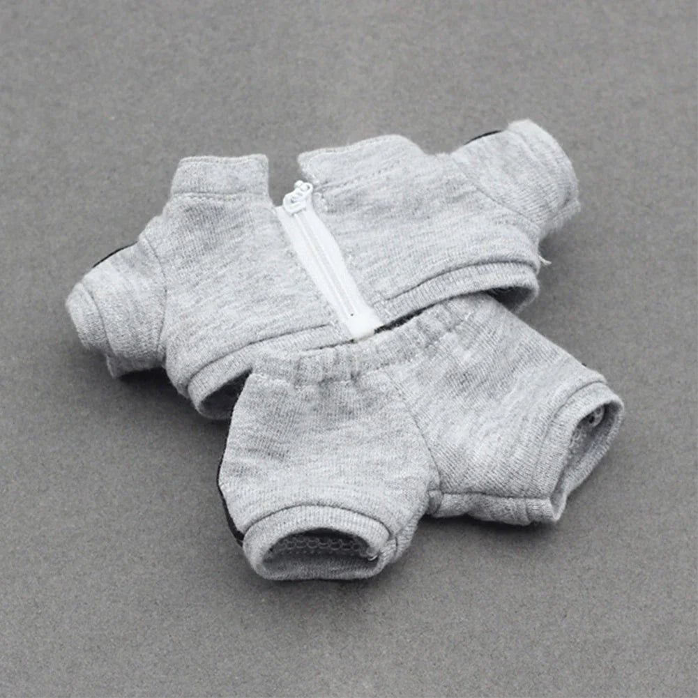 Ropa Labubu Clothes Set for 15/17cm V1/V2 Plush Dolls – Hooded Sweatshirt & Pants | Doll Outfit Accessories & Kid Toy Gift