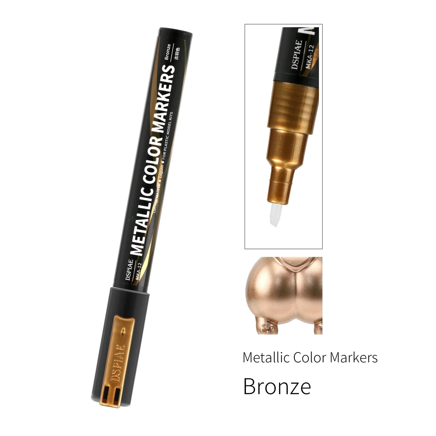 DSPIAE MKA Metallic Brush Marker Pen Set – Eco-Friendly Water-Based Soft Tip Paint Pens (Pink, Orange, Red, Blue, Green, Silver, Gold)