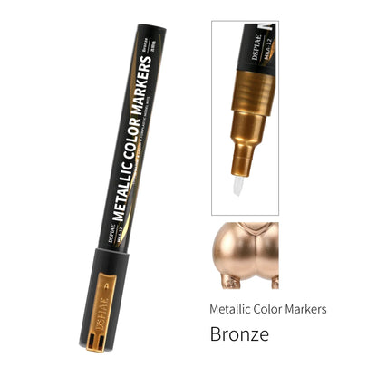 DSPIAE MKA Metallic Brush Marker Pen Set – Eco-Friendly Water-Based Soft Tip Paint Pens (Pink, Orange, Red, Blue, Green, Silver, Gold)