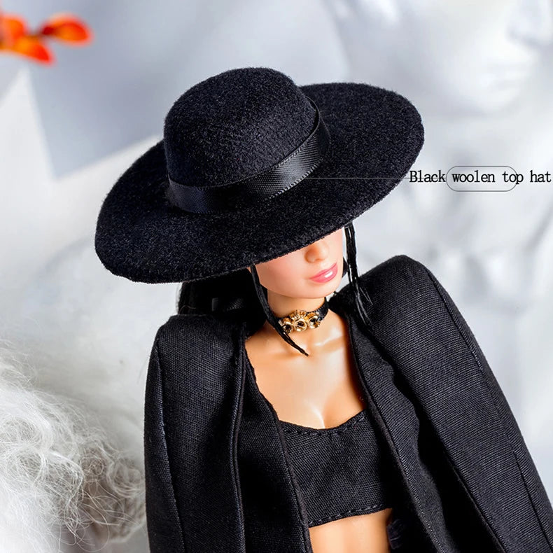 32cm Supermodel Doll with Stand – White Skin Fashion Doll with Woolen Hat, Trendy DIY Toy & Collector Gift