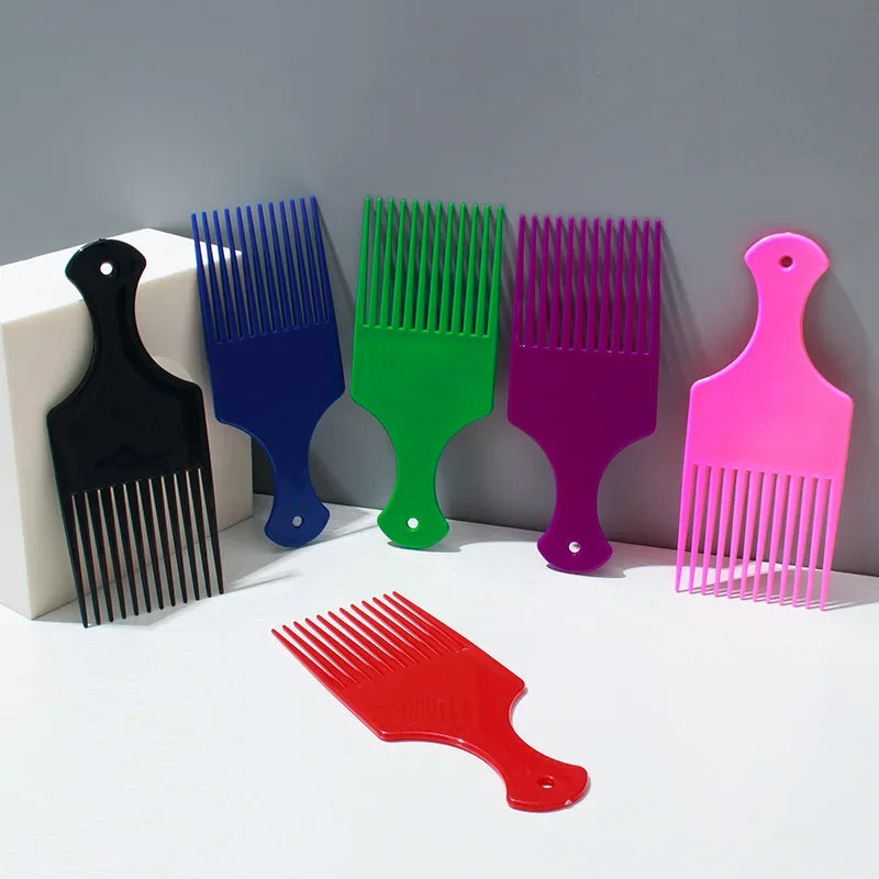 Wide Teeth Hair Pick Comb – Plastic Fork Brush for Curly Afro Hair, Styling Tool for Detangling & Volume