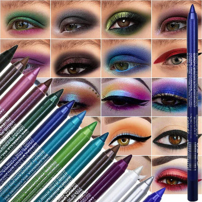 14-Color Waterproof Eyeliner Pencil – Long-Lasting Smokey Punk Style High-Pigment Shimmer Eyeshadow Stick