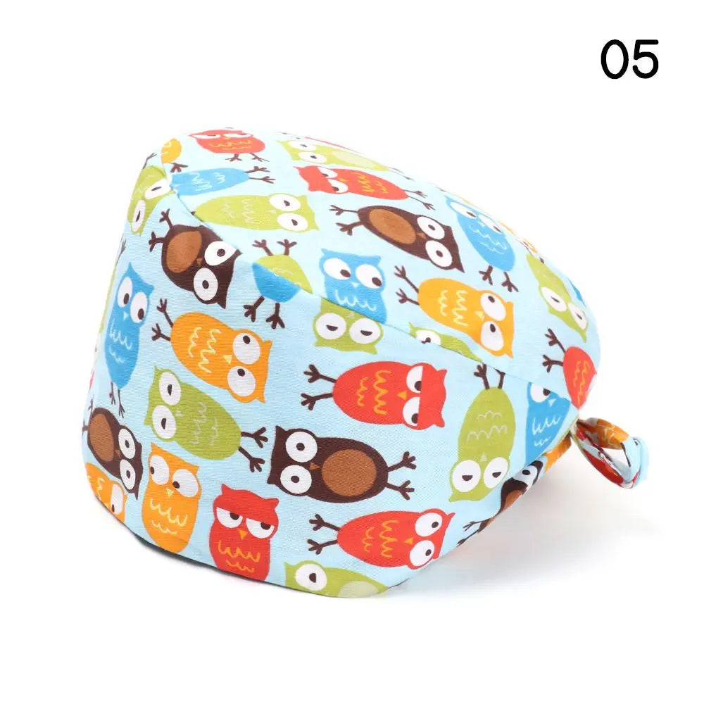 Adjustable Surgical Scrub Cap with Buttons – Ponytail Bouffant Nursing Turban Hat for Women & Men