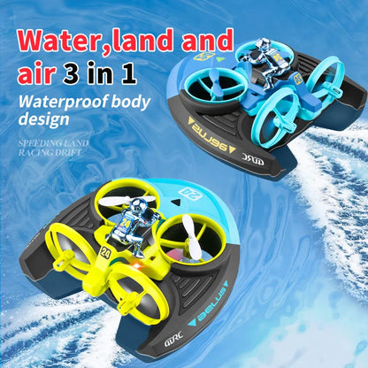 4DRC Mini RC Drone – 3-in-1 Sea, Land & Air Quadcopter with Altitude Hold, Headless Mode & 2.4G Remote Control Helicopter Toy