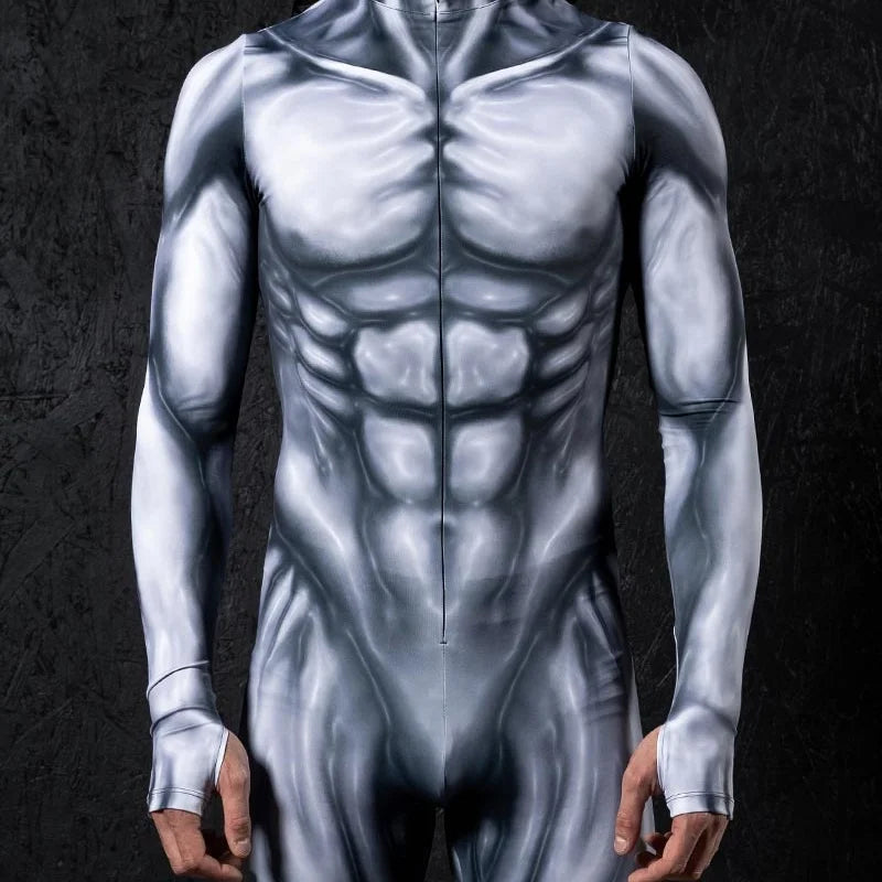 Mechanical Muscle Zentai Bodysuit — Men’s Halloween Punk Cosplay & Carnival Costume 2025