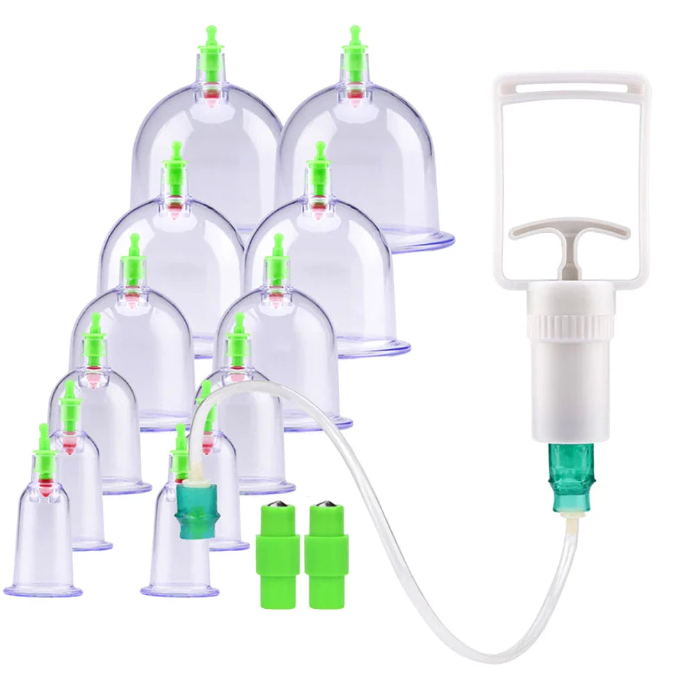 12/24-Cup Chinese Vacuum Cupping Therapy Set – Pull-Out Suction Massager for Pain Relief & Muscle Relaxation