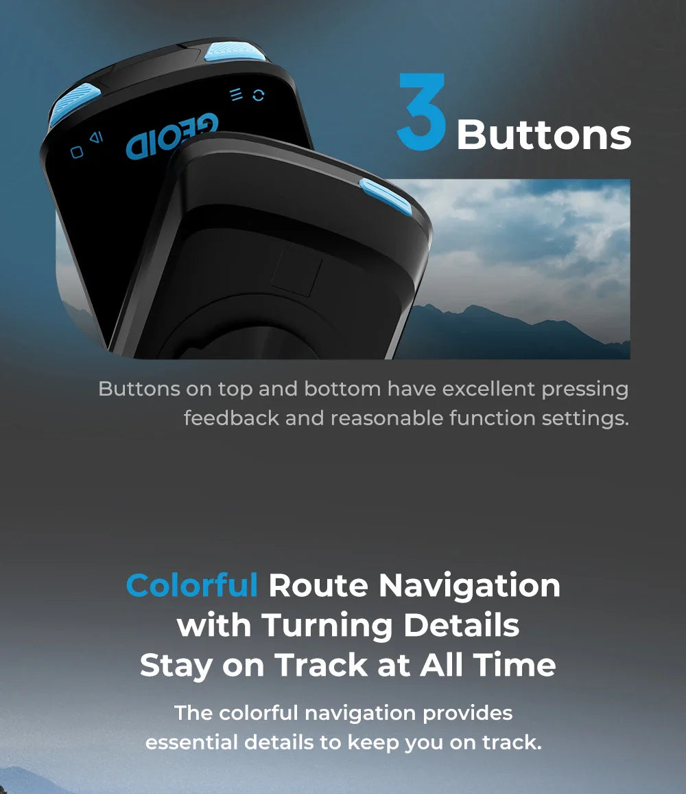 GEOID CC600 Bike Computer – Color Screen Smart GPS Speedometer with Wireless ANT+, WIFI, 11 Languages & Cycling Odometer