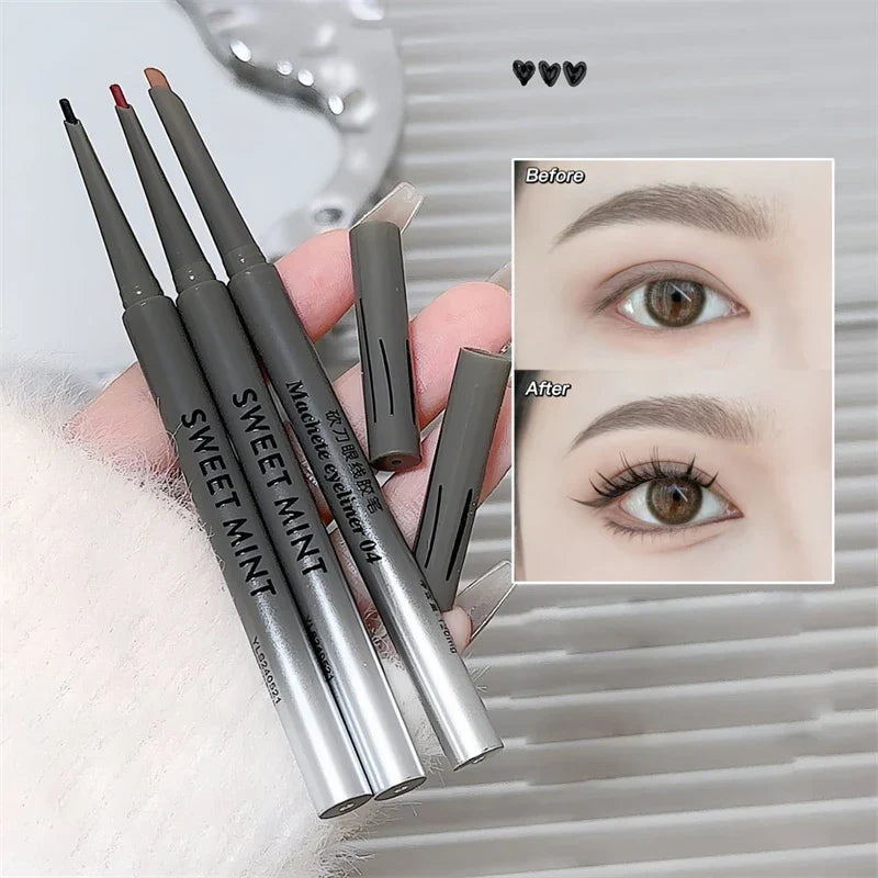 Silky Long-Lasting Waterproof Eyeliner Pencil – Natural Matte Wine Red Eye Makeup Pen